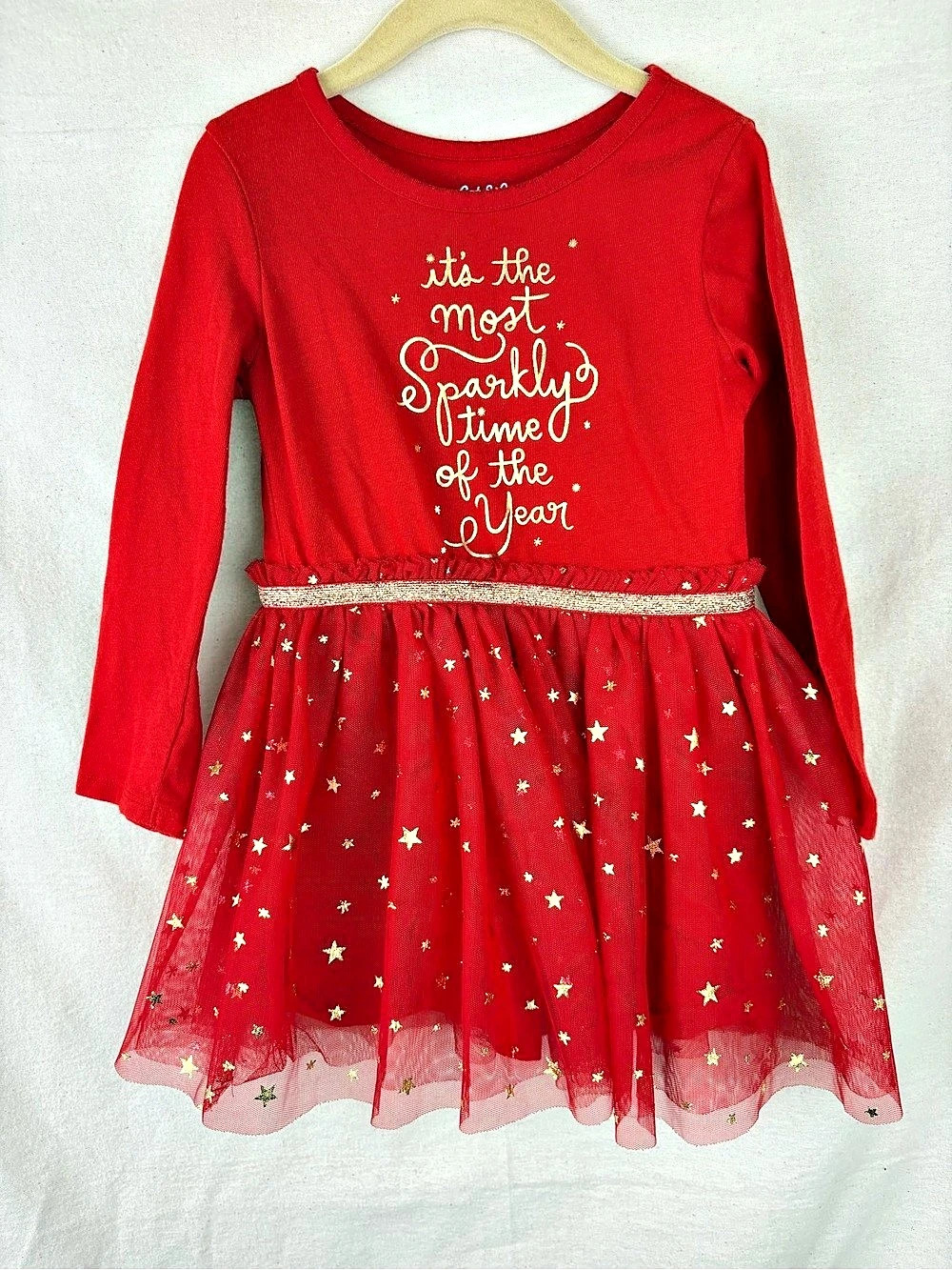 Cat & Jack It's the Most Sparkly Time of the Year Christmas Tulle Dress 4T